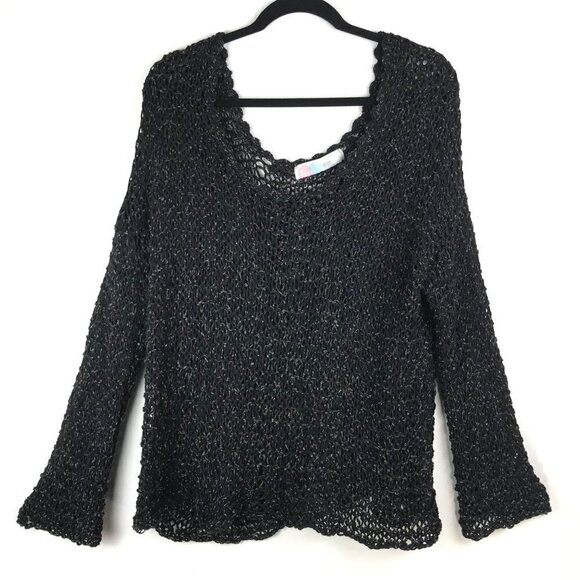 Free People Beach Brown Open Knit Bell Sleeve Top One Size - Picture 1 of 11